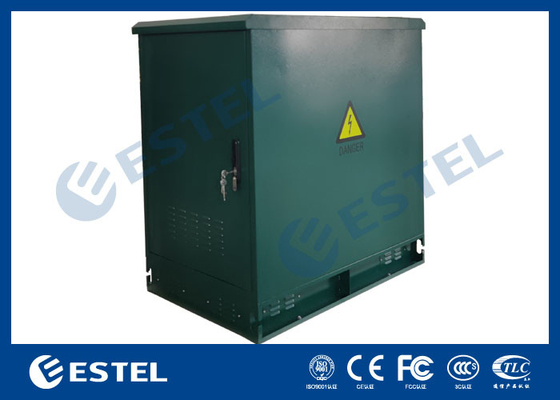 19' Rack Cabinet Telecom ngoài trời Màu xanh lá cây Với máy điều hòa không khí 500W và quạt
