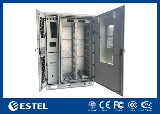 Không thấm nước 3 vịnh ngoài trời Telecom Cabinet Base Station Cabinet Floor Mount Với quạt làm mát