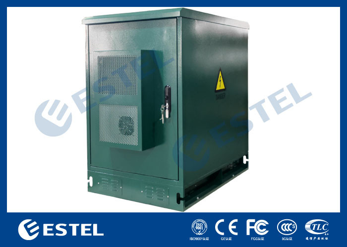 19' Rack Cabinet Telecom ngoài trời Màu xanh lá cây Với máy điều hòa không khí 500W và quạt